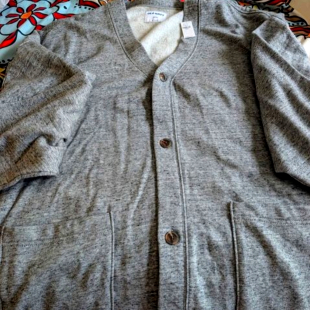 Old Navy: Oversized Gender Neural Button Front Cardigan Sweatshirt for Adults